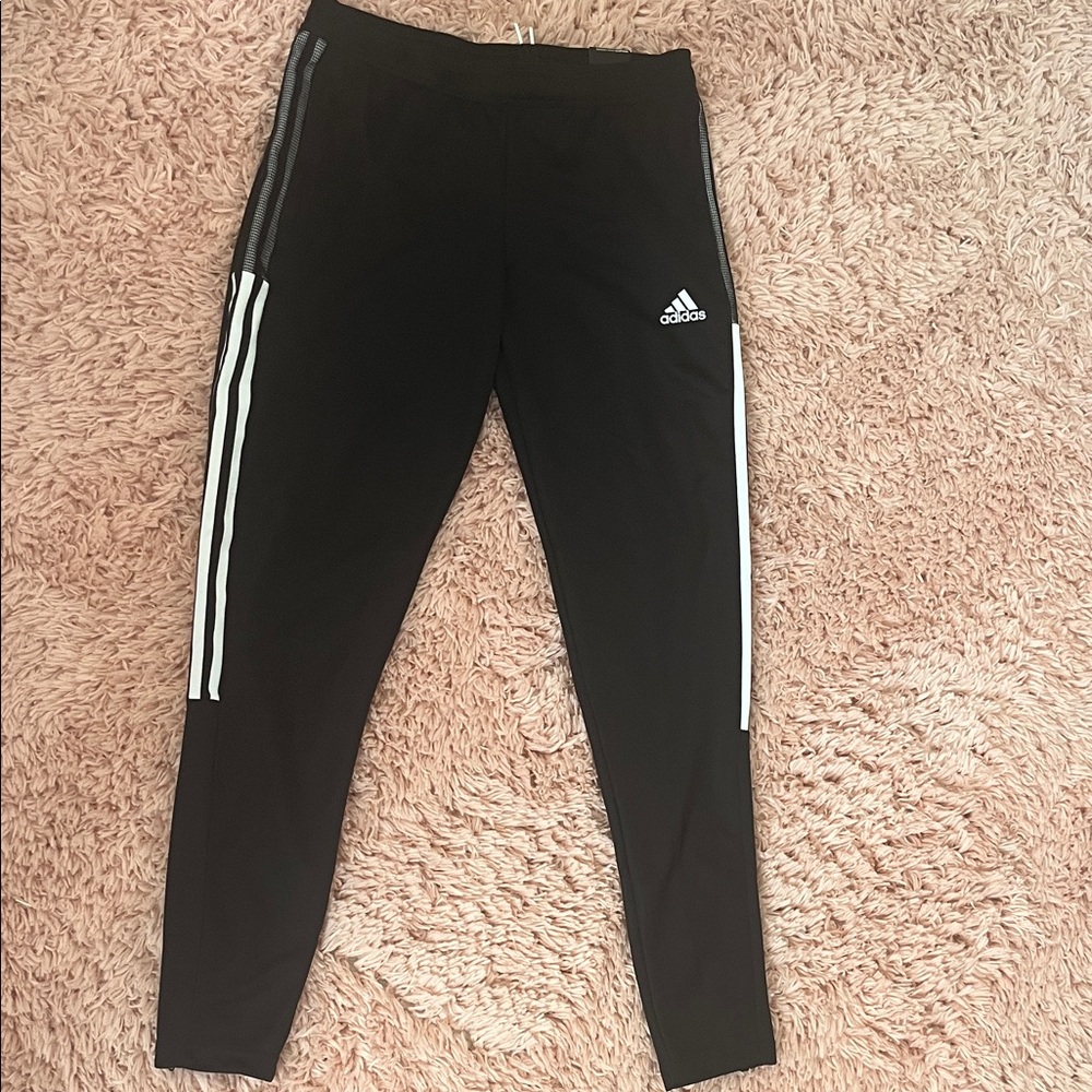 adidas Women's Black Joggers with White Stripes